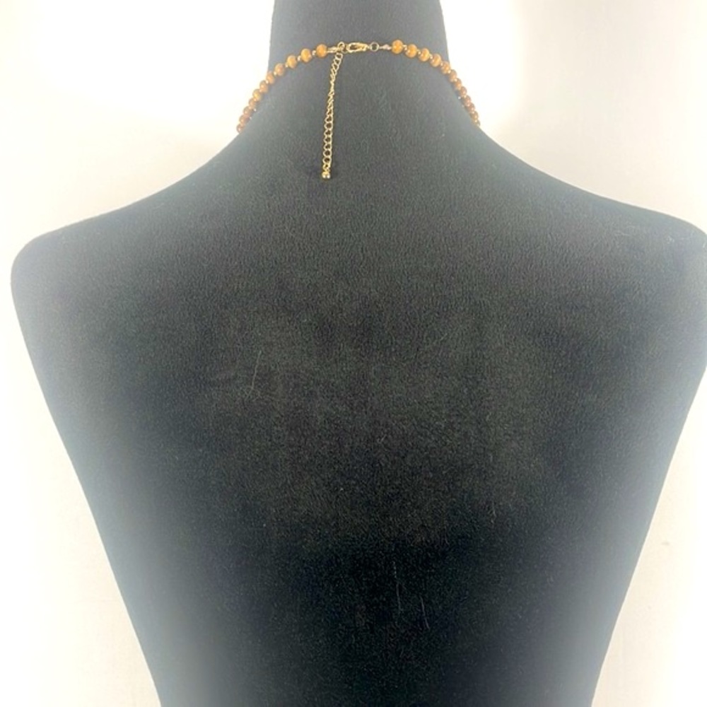 BCBG Long Tassel White,Grey Howlite & Wood, Necklace,Gold,Grey Suede Tassel,Boho - Picture 3 of 8